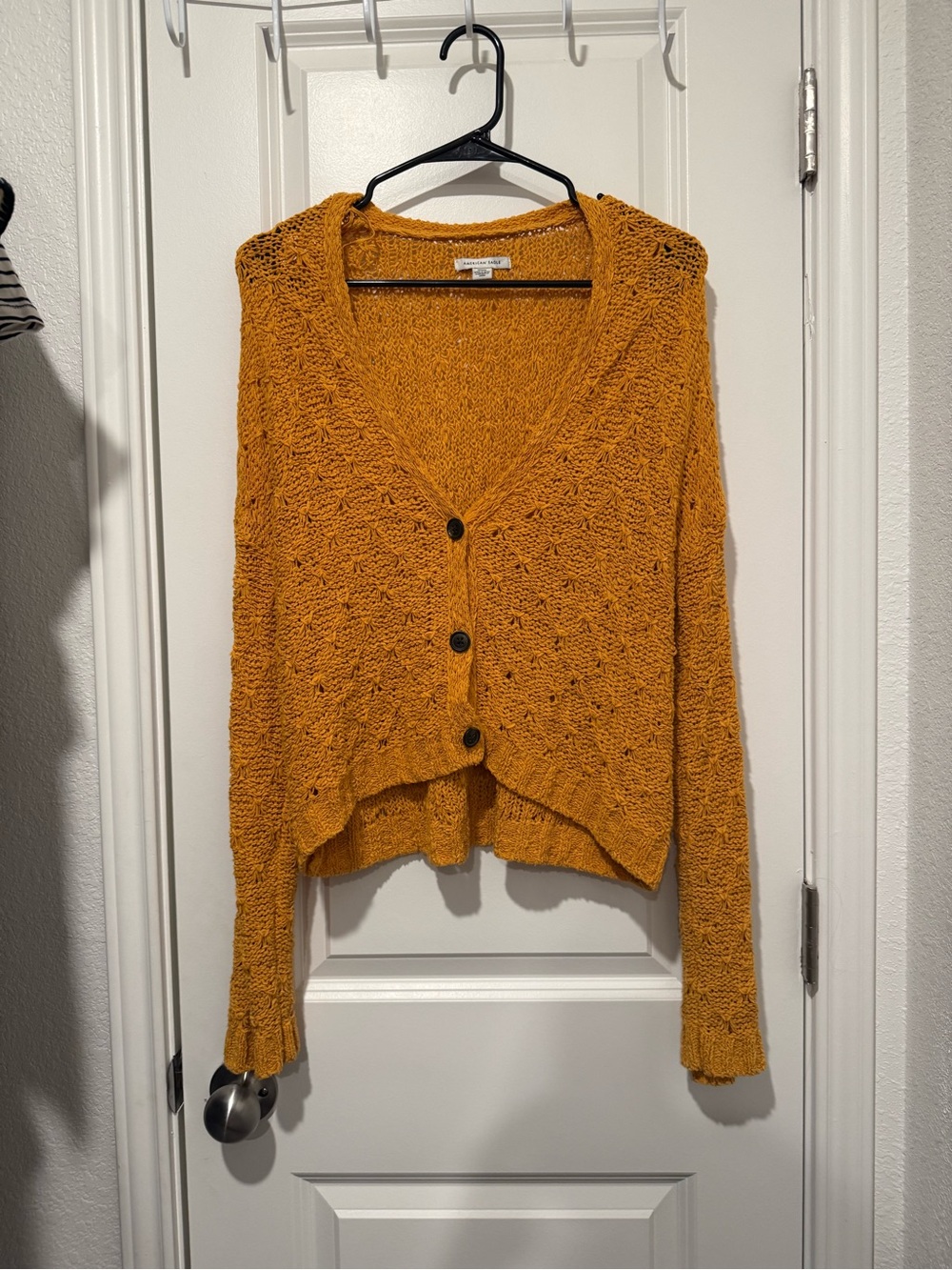 Cozy American Eagle Mustard V-Neck Button Cardigan Sweater